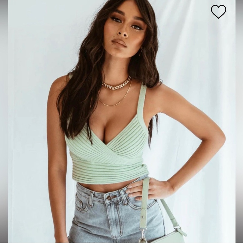 Princess Polly Arlene Green Top - Crop Top